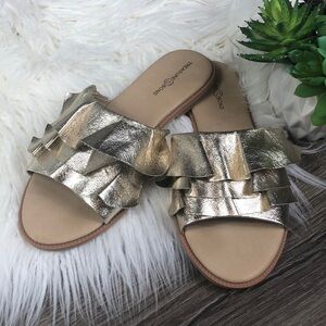 Treasure & Bond Gold Ruffle Slides 4